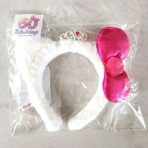 Hello Kitty Ears Headband 50th Anniversary Pink Plush Sanrio Puroland NWT